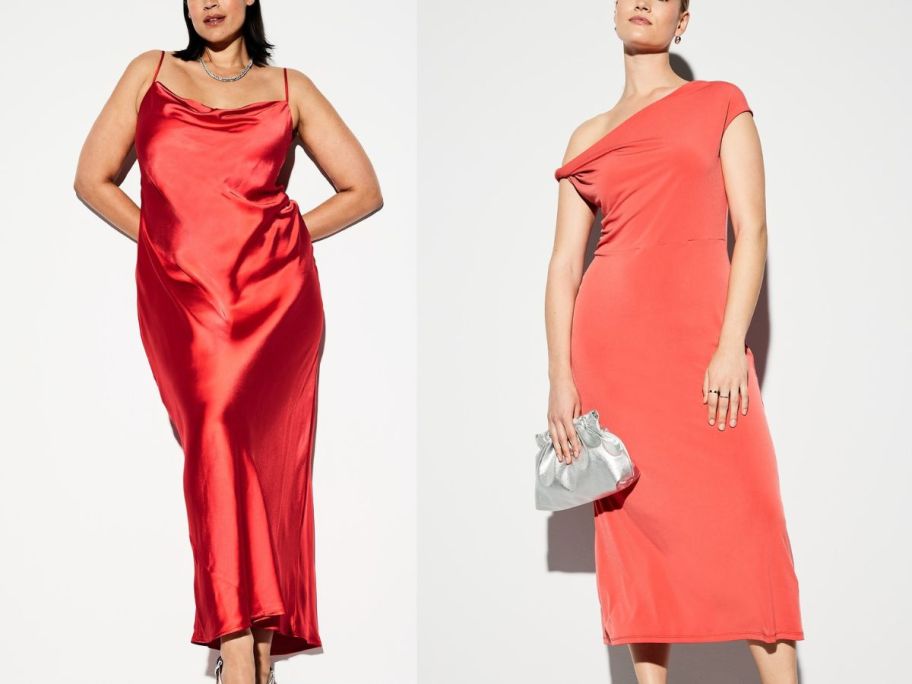 Old navy sale dresses in red and orange
