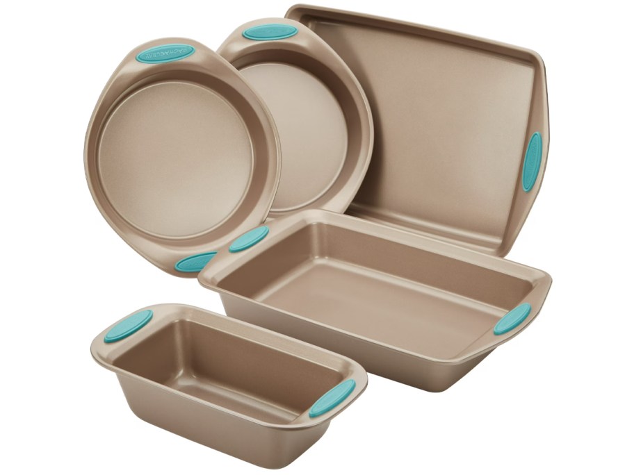 Rachael Ray Cucina Bakeware Set Includes Nonstick Bread Baking Cookie Sheet and Cake Pans 5 Piece Set