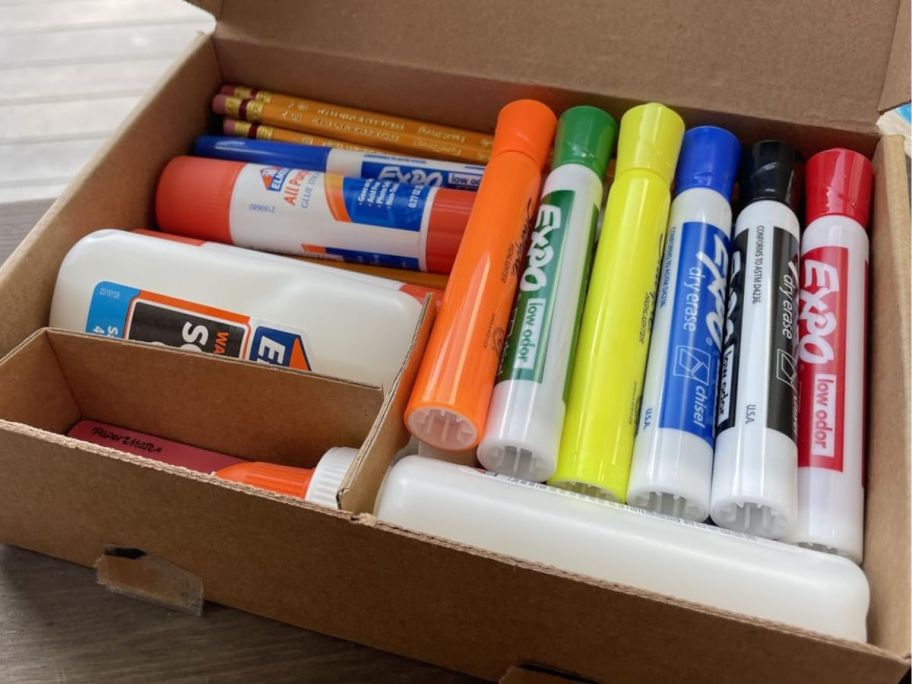 box filled with School Supplies 31-Piece Variety Pack