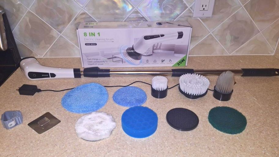 Spin brush with items on top of the table