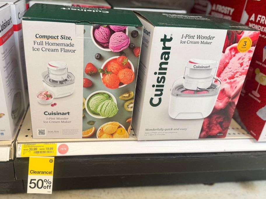 A Cuisinart Cuisinart 1 Pint Wonder Ice Cream Maker  on the shelf at Target with a clearance tag on it