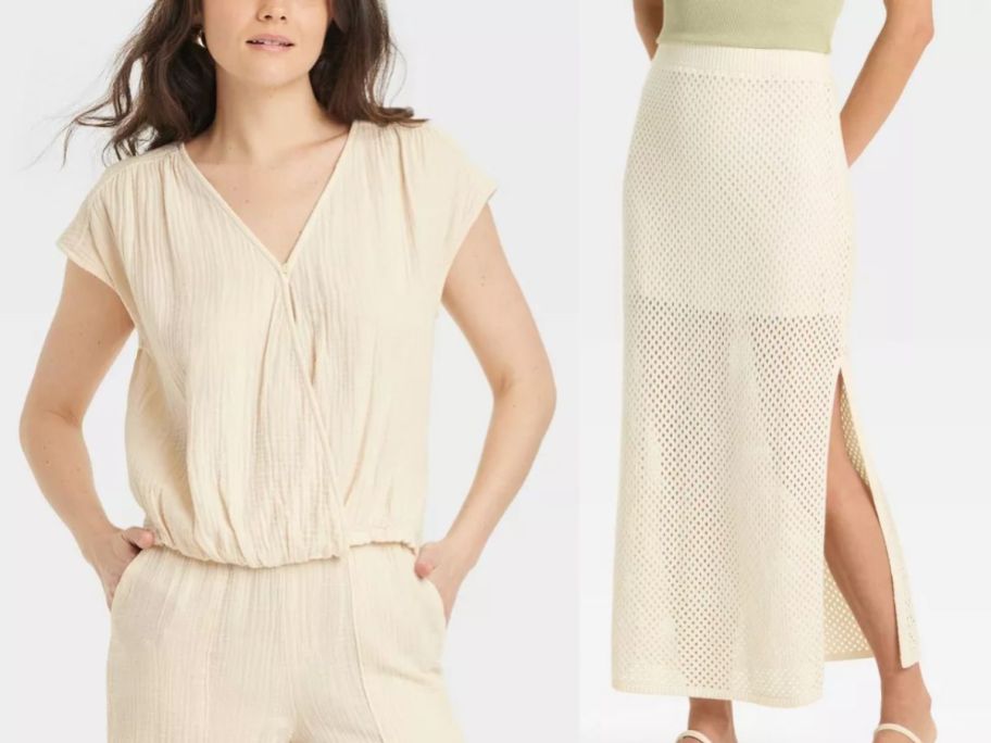 Target blouse and skirt in beige