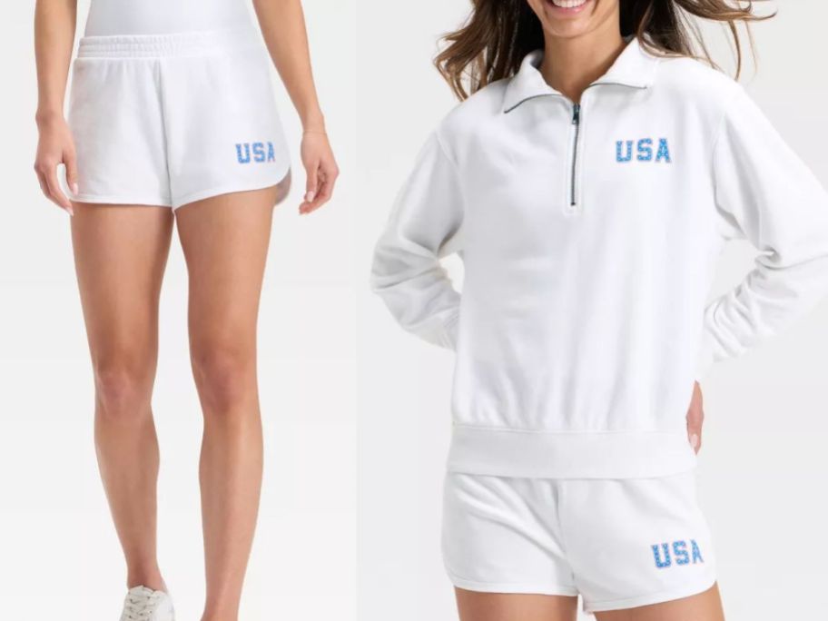 Target team usa shorts and long sleeve in white and blue