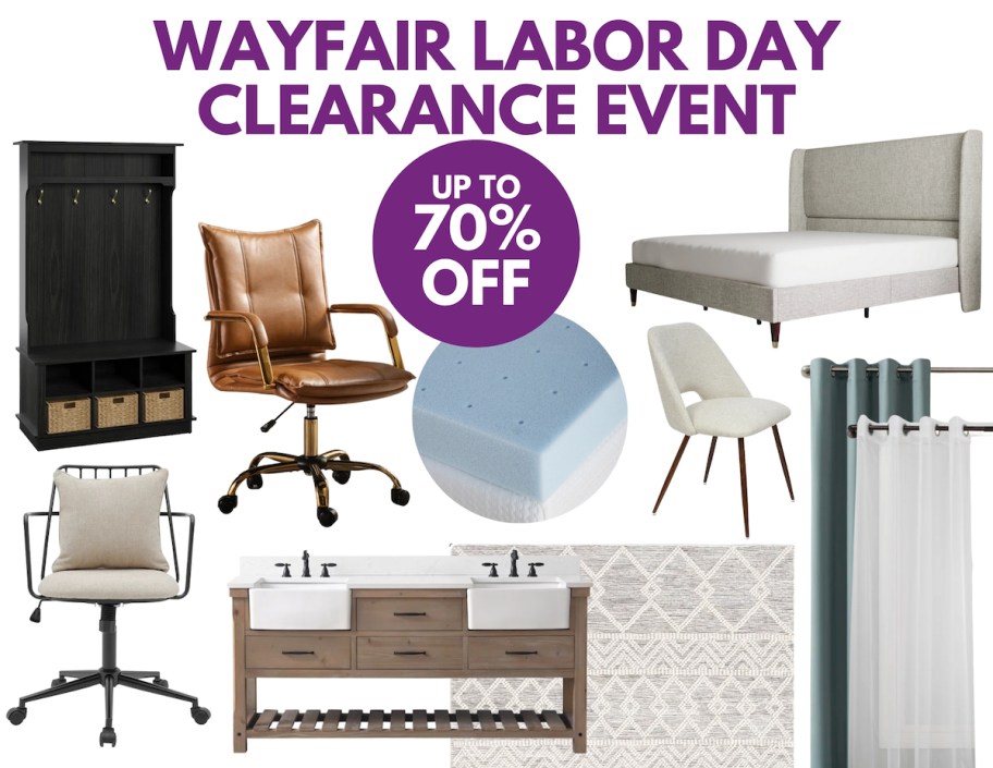 collage of wayfair labor day clearance event items