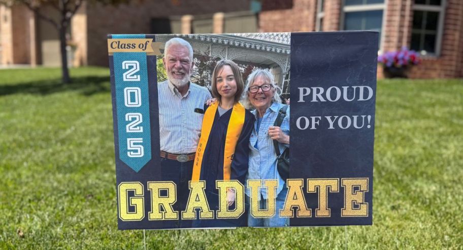 Walgreens Yard sign displayed outside of a front lawn