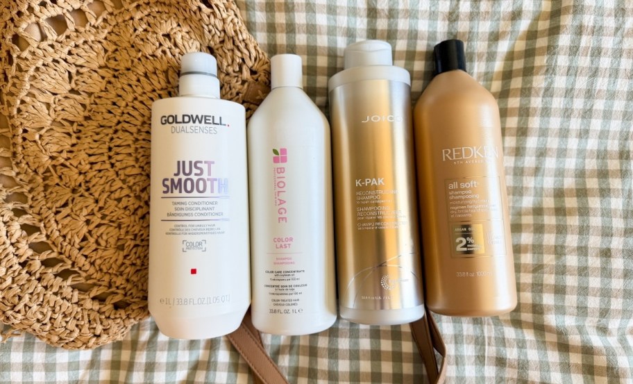 four liters of shampoos from various brands