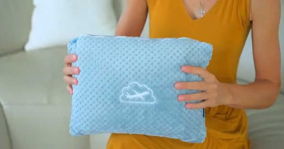 blue travel pillow