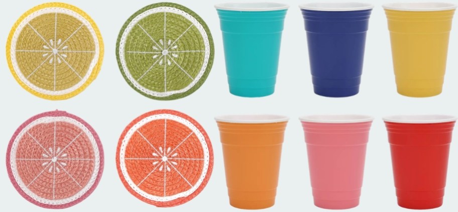 fruit slice coasters and cups