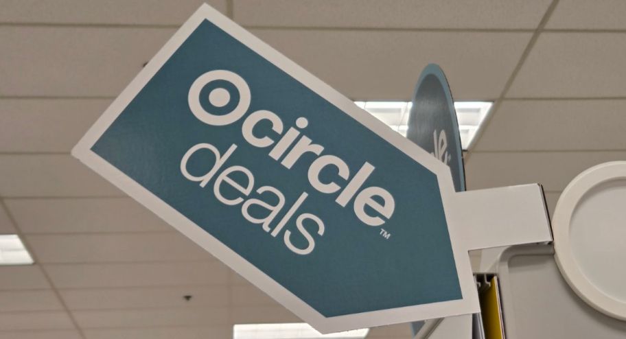 arrow sign saying circle deals pointing to an aisle at target