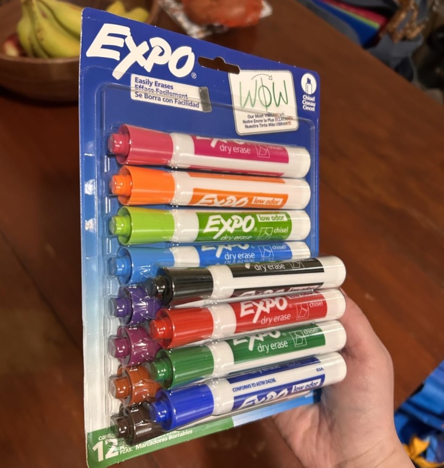 hand holding expo markers pack