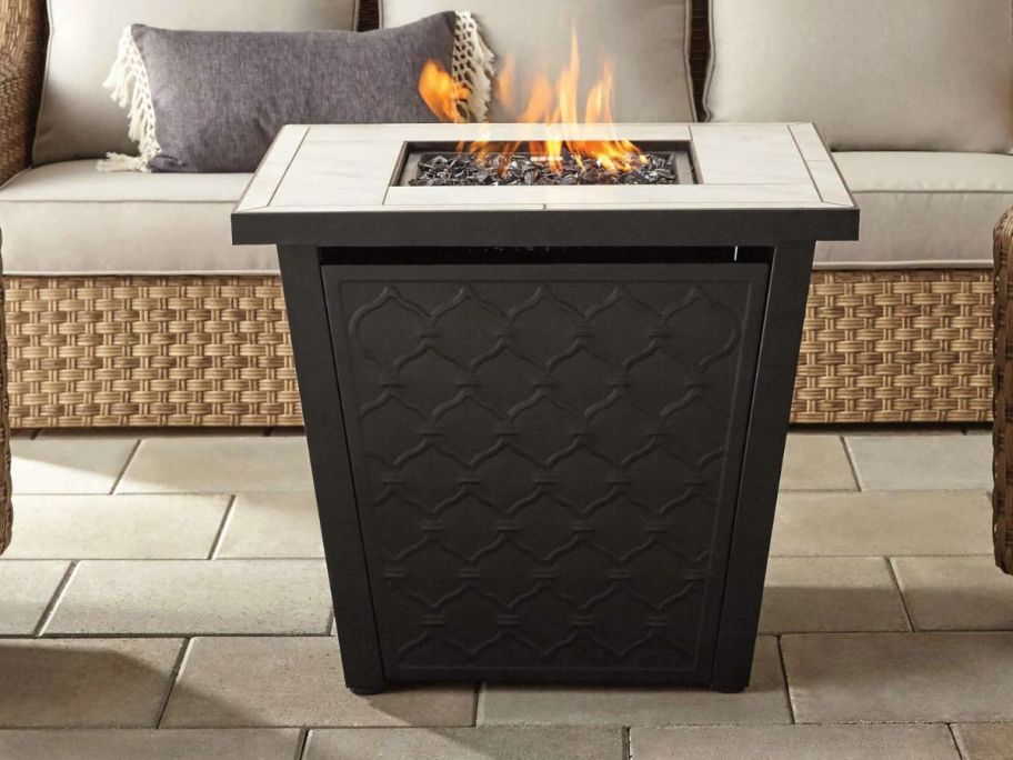 Better Homes & Gardens River Oaks 30" Gas Fire Pit on patio