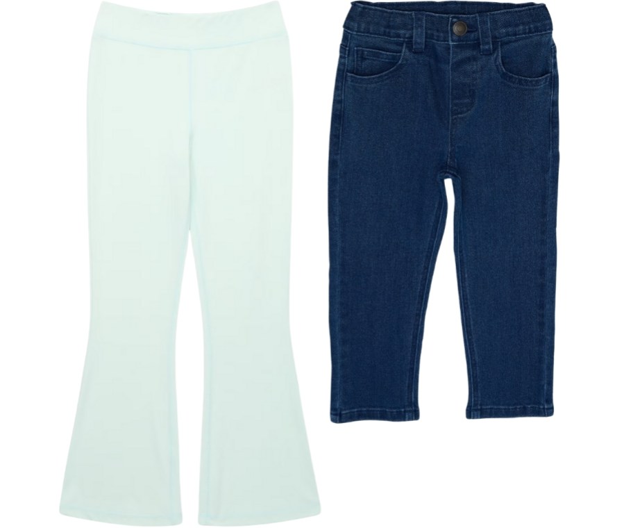 girls athletic flare pants and toddler boys jeans