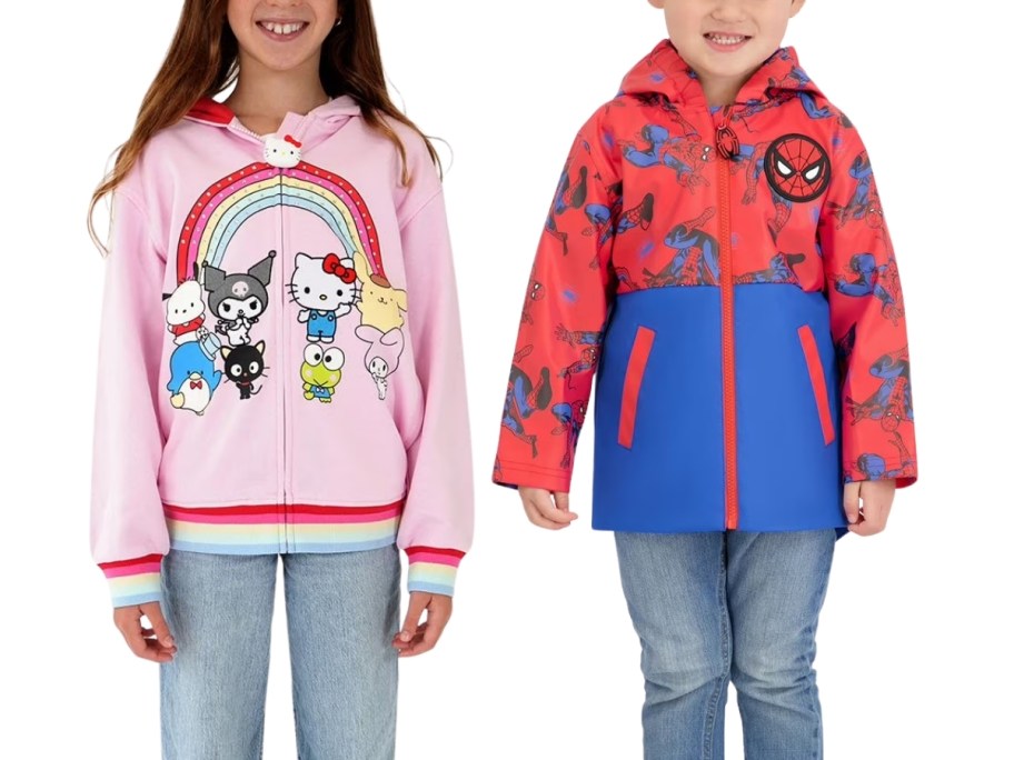 two kids wearing character jackets