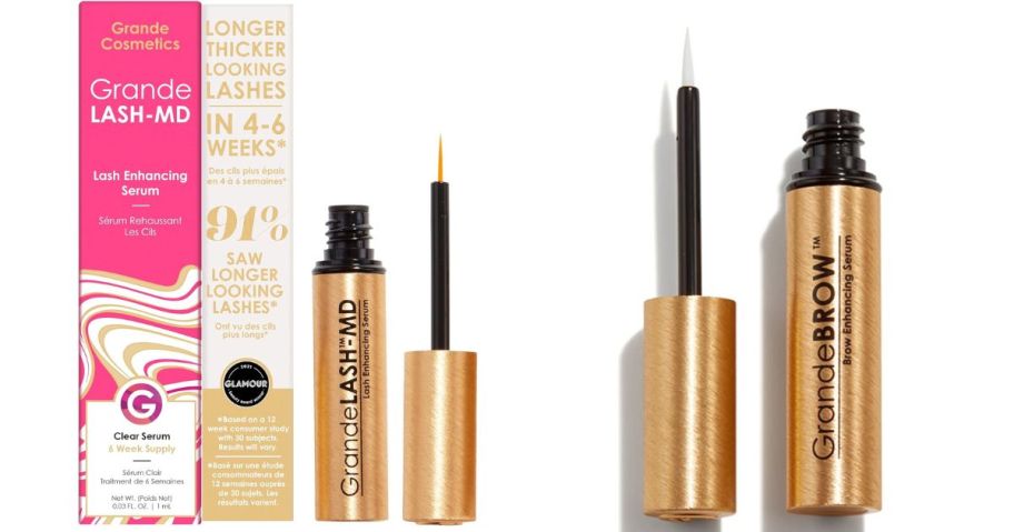 Grande Cosmetics GrandeLASH-MD Lash Enhancing Serum 1oz and Grande Cosmetics GrandeBROW Enhancing Serum 0.05oz