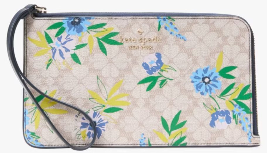 floral Kate Spade Flower Floral Medium L-Zip Wristlet