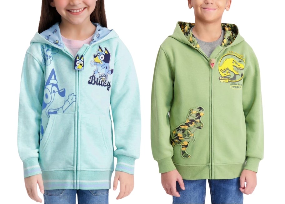 two kids wearing character jackets