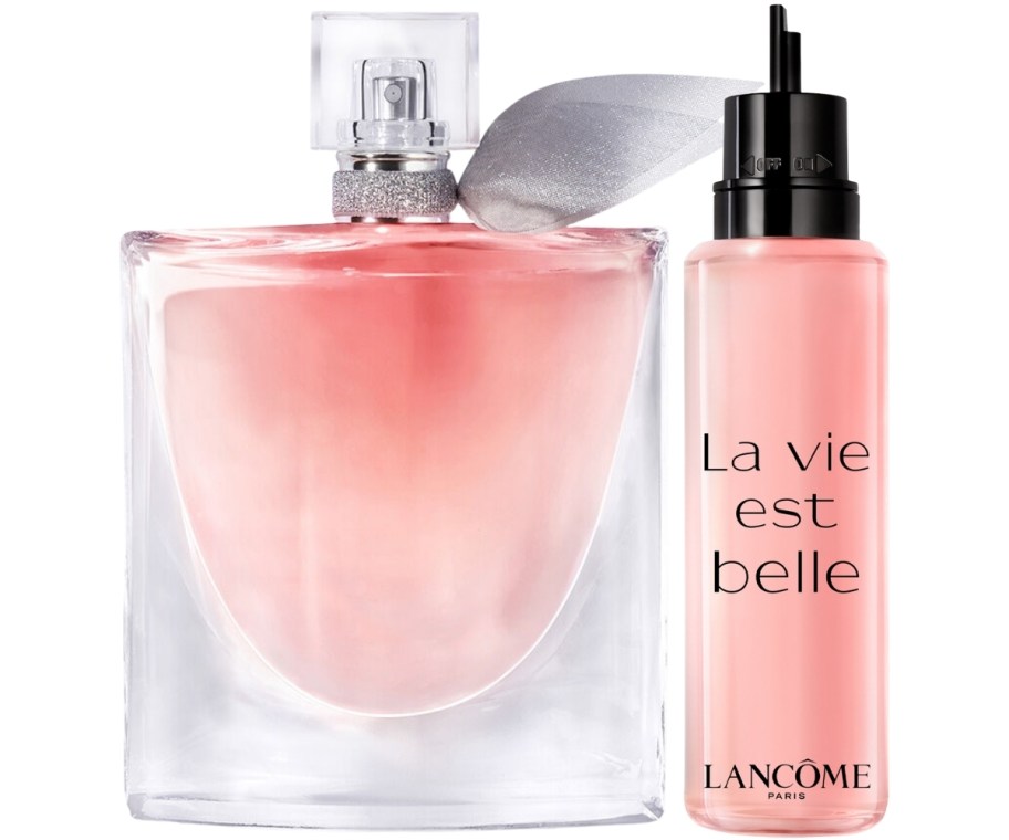 a large bottle of la vie est belle edp with a 3.4oz refill.