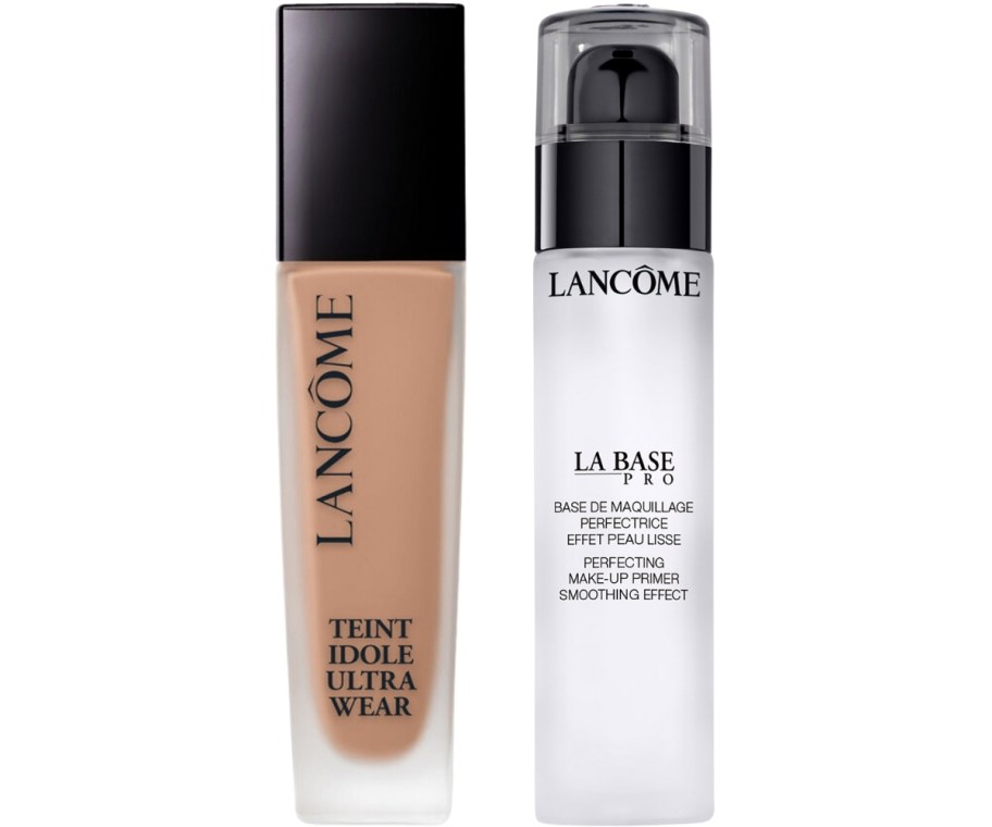 a bottle of makeup foundation with a bottle of foundation primer