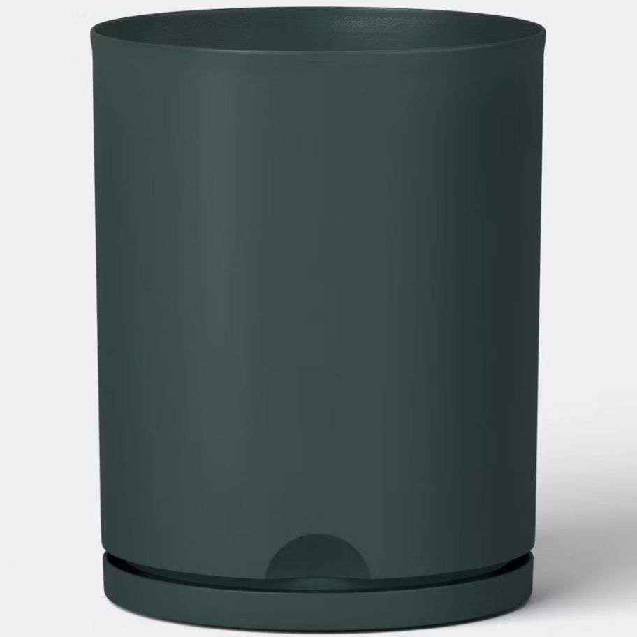 large self watering plant pot in green