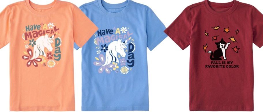 three kids graphic tees