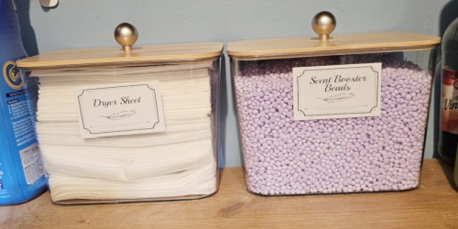Laundry Storage Containers 2-Pack Just $13.99 on Amazon (Perfect for Pods, Beads, Dryer Sheets, & More)