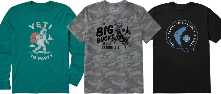 three mens graphic tees