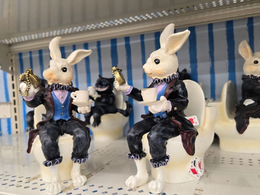White Rabbit on a Toilet figures on shelf in store