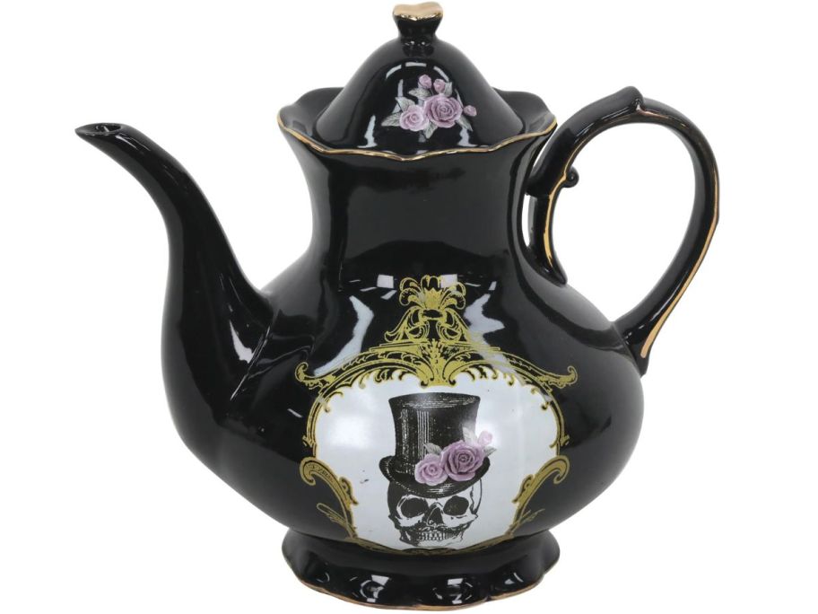 Ashland Black Skull in Top Hat Ceramic Teapot