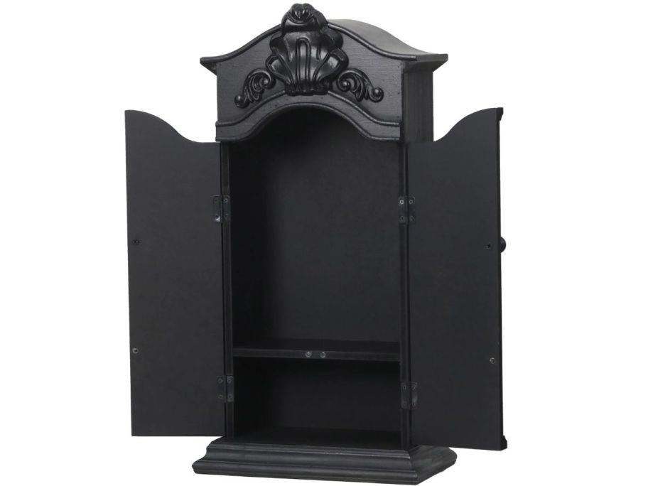 Ashland 21" Black Brocade Skull Cabinet Shelf Tabletop Decor