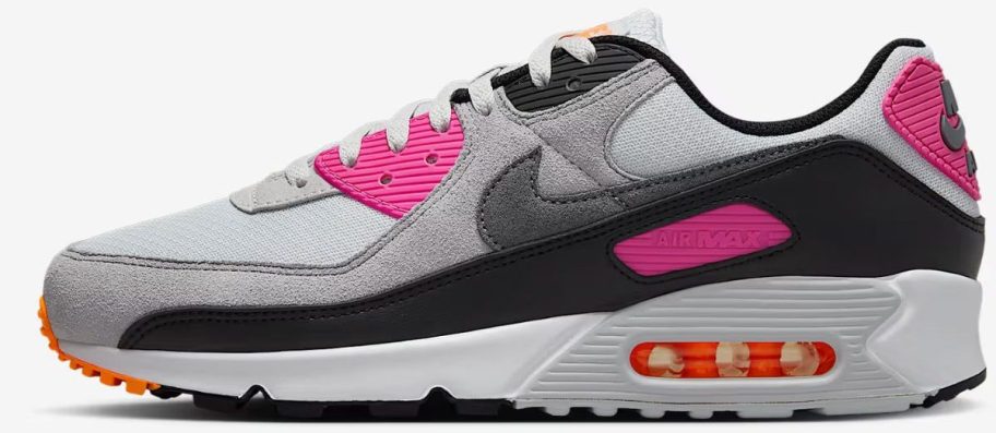 black, grey, and pink Nike Air Max 90 Men's Shoe