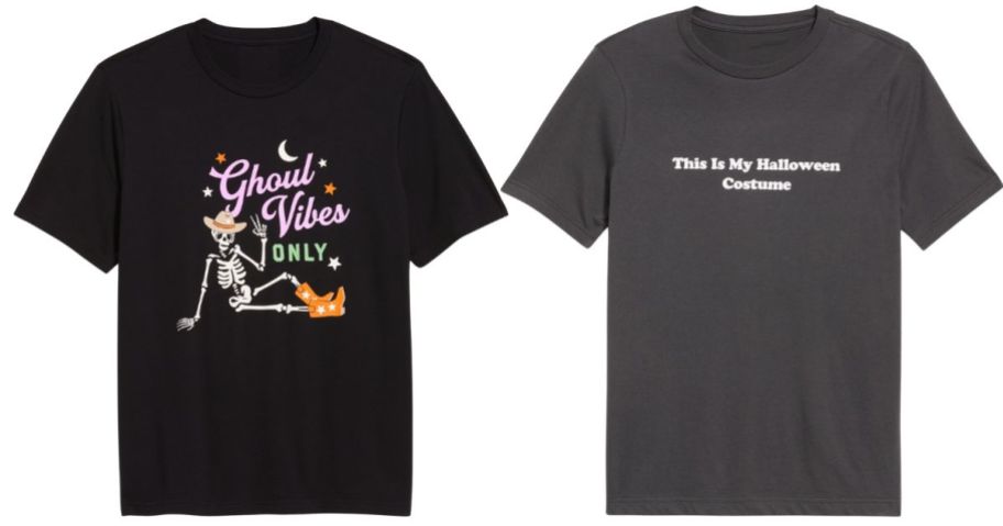 two men's old navy halloween shirts