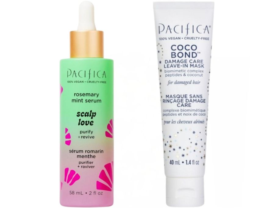 Pacifica scalp love and coco-bond bottles