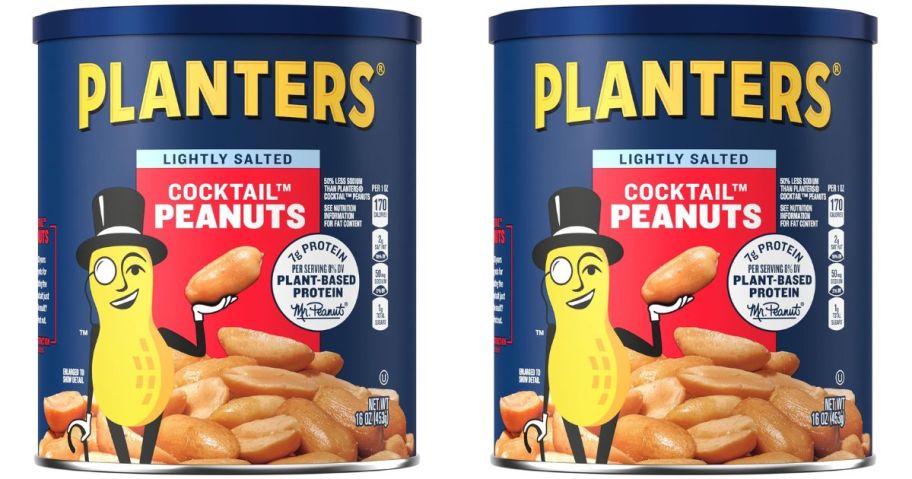 2 canisters of Planters cocktail peanuts