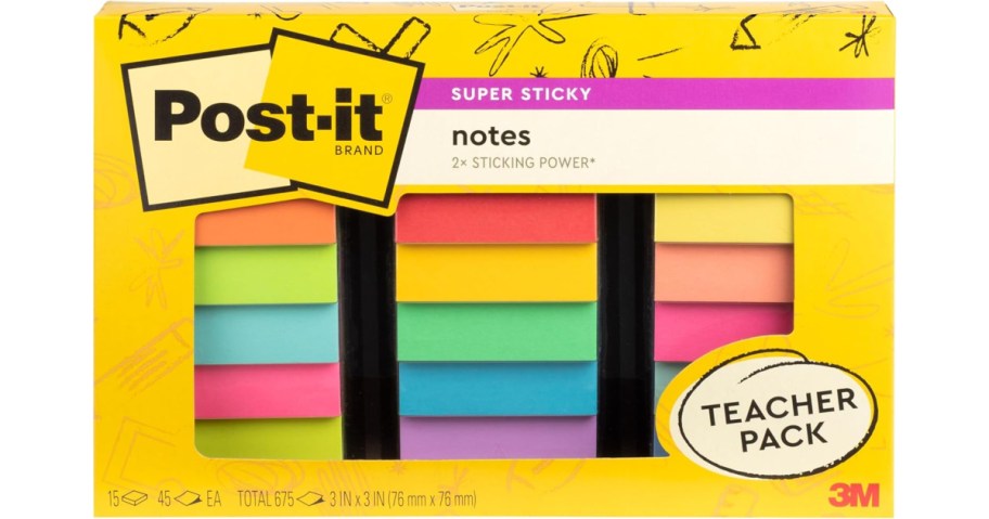 assorted post-it notes in a box