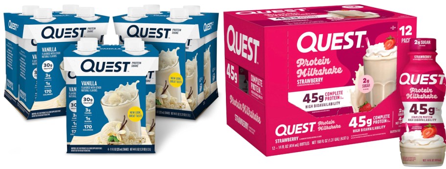 vanilla and strawberry quest protein shakes 