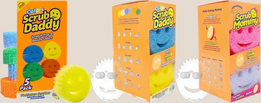three different scrub daddy sponge sets