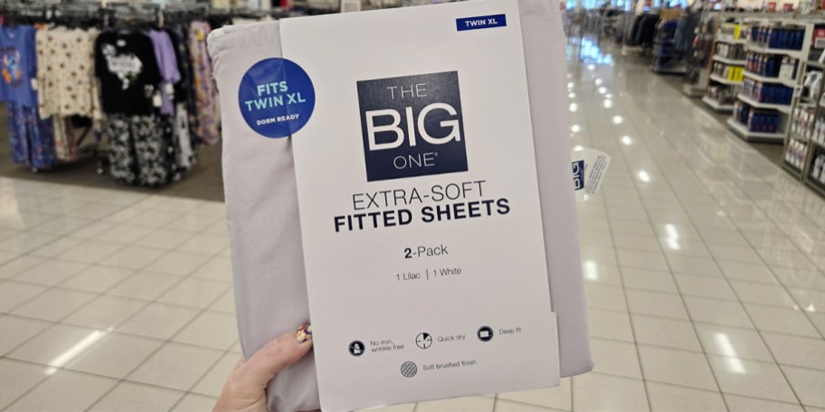 hand holding purple the big one sheet set