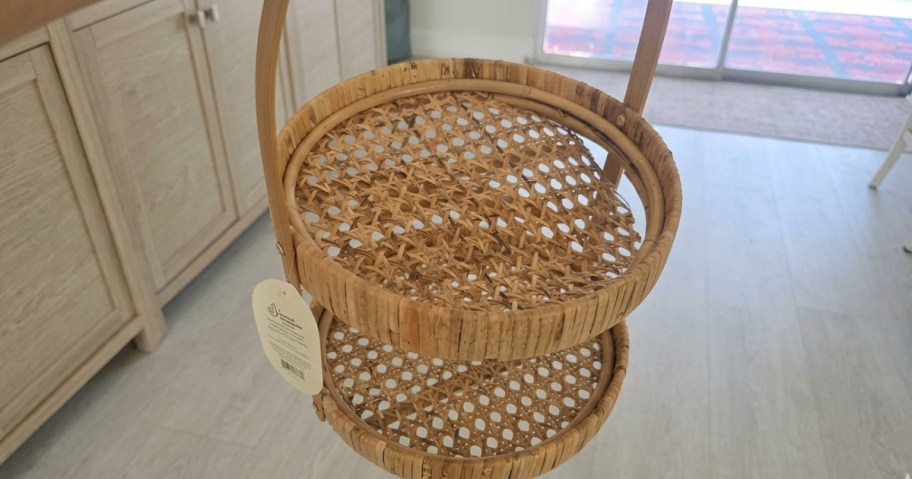 rattan serving stand