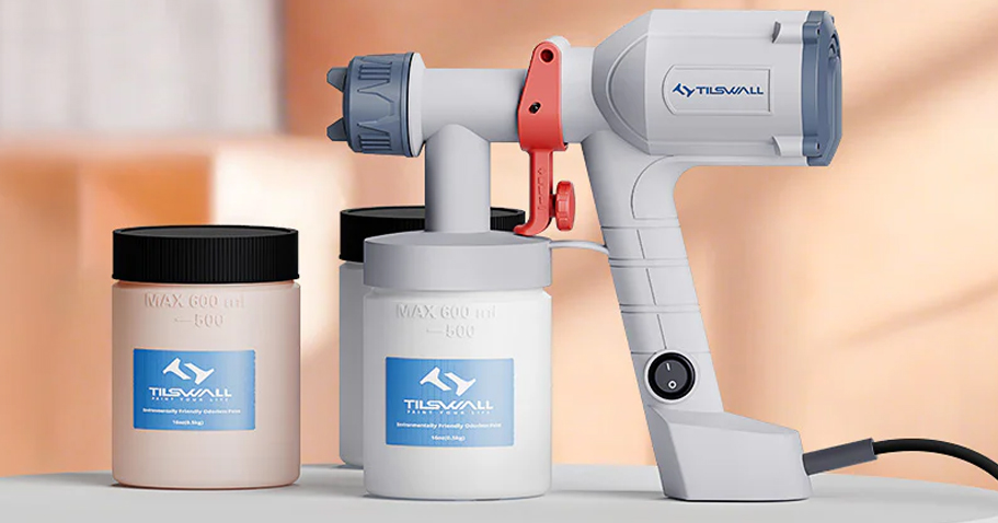 paint sprayer on a table with paint