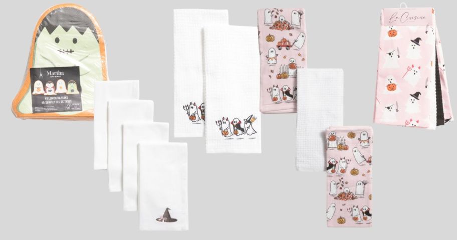 halloween napkins and kitchen towels