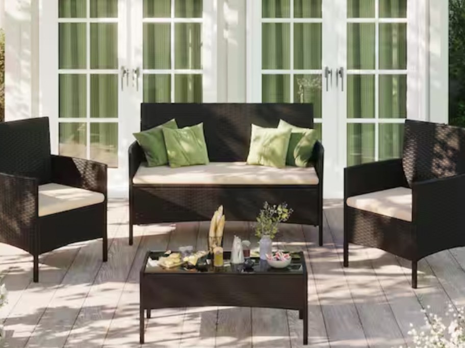 black and tan patio set 