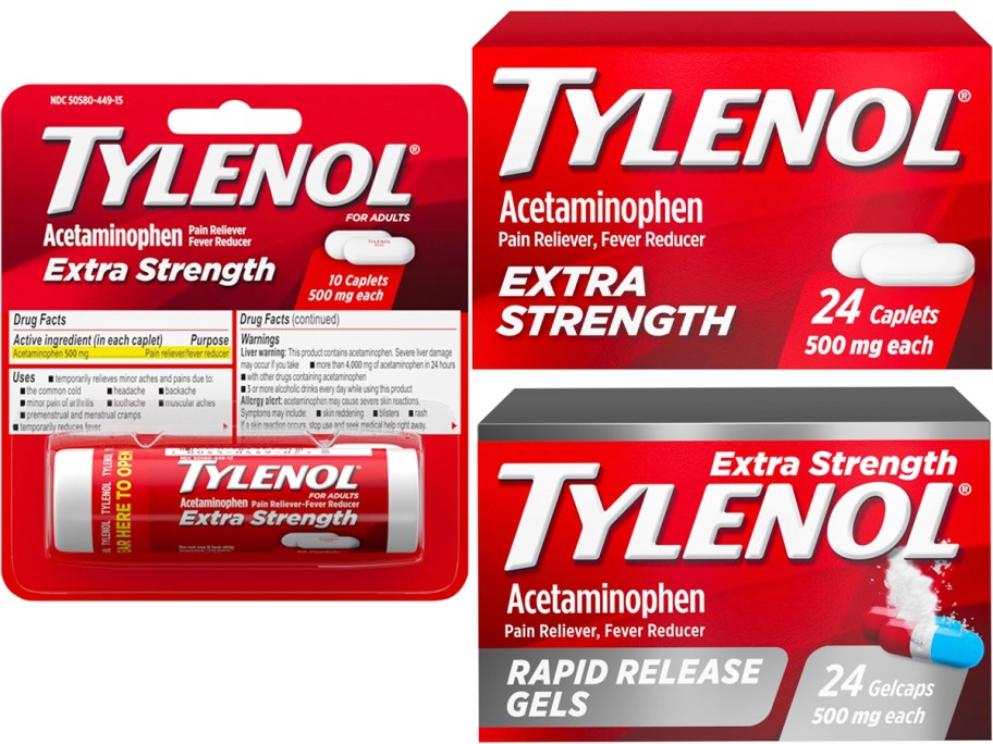 three packs of tylenol medicine