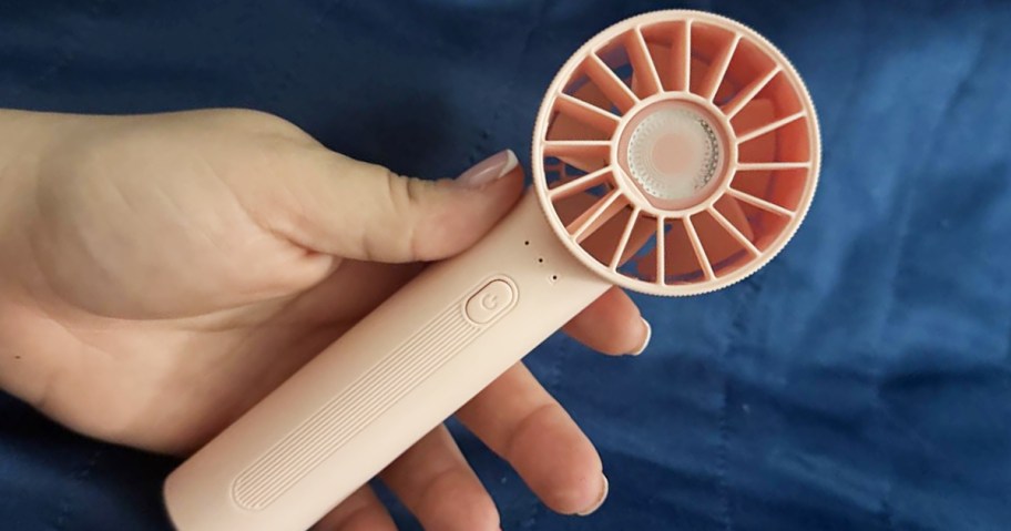 person holding pink fan