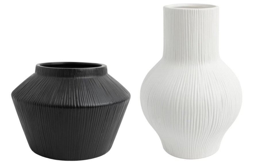 black and white vases