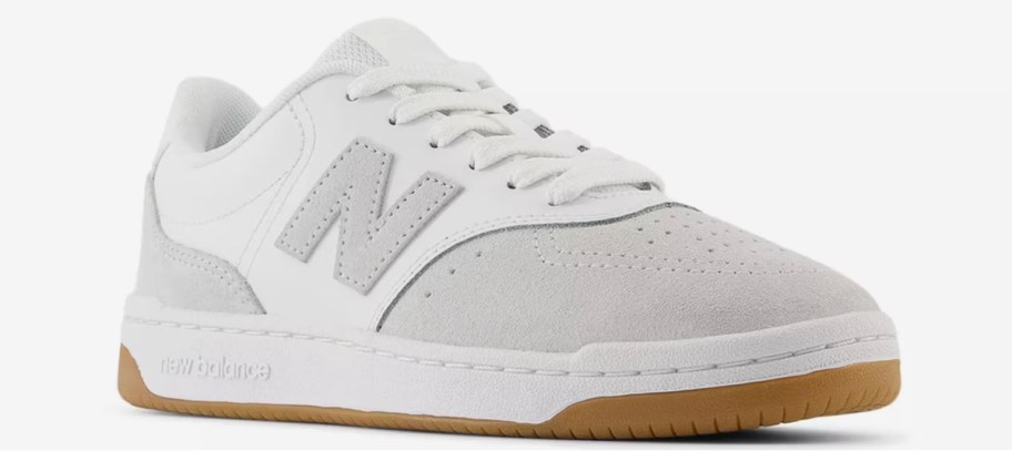 white and gray new balance sneaker stock photo