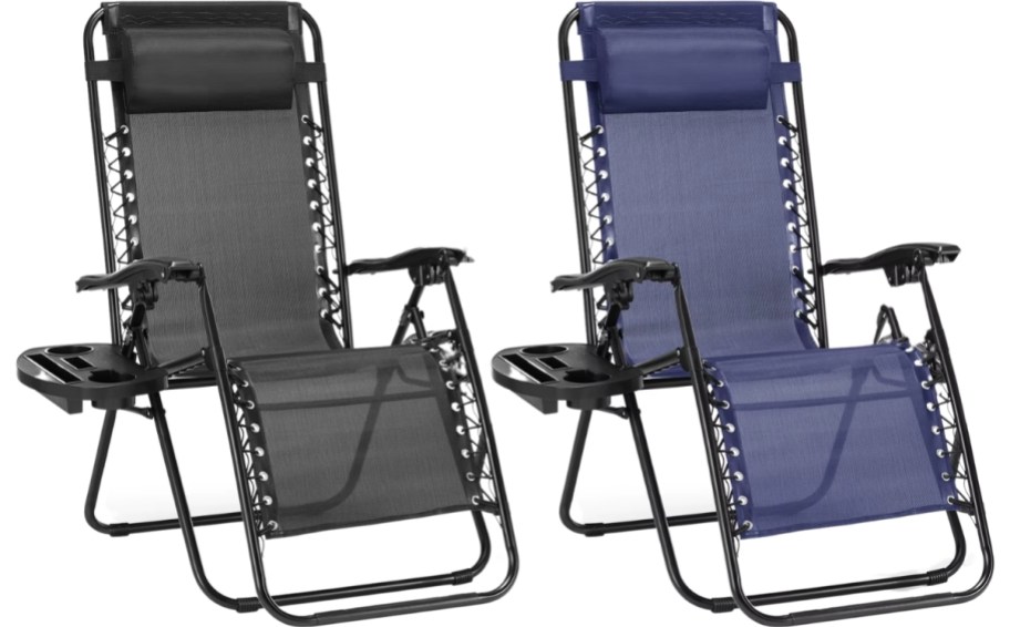 black and blue zero gravity lounge chairs