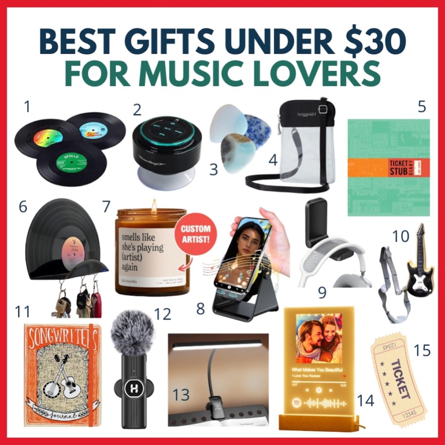 best gift guide for music lovers graphic collage