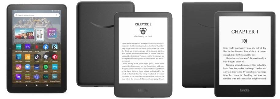 fire tablet and two kindle devices