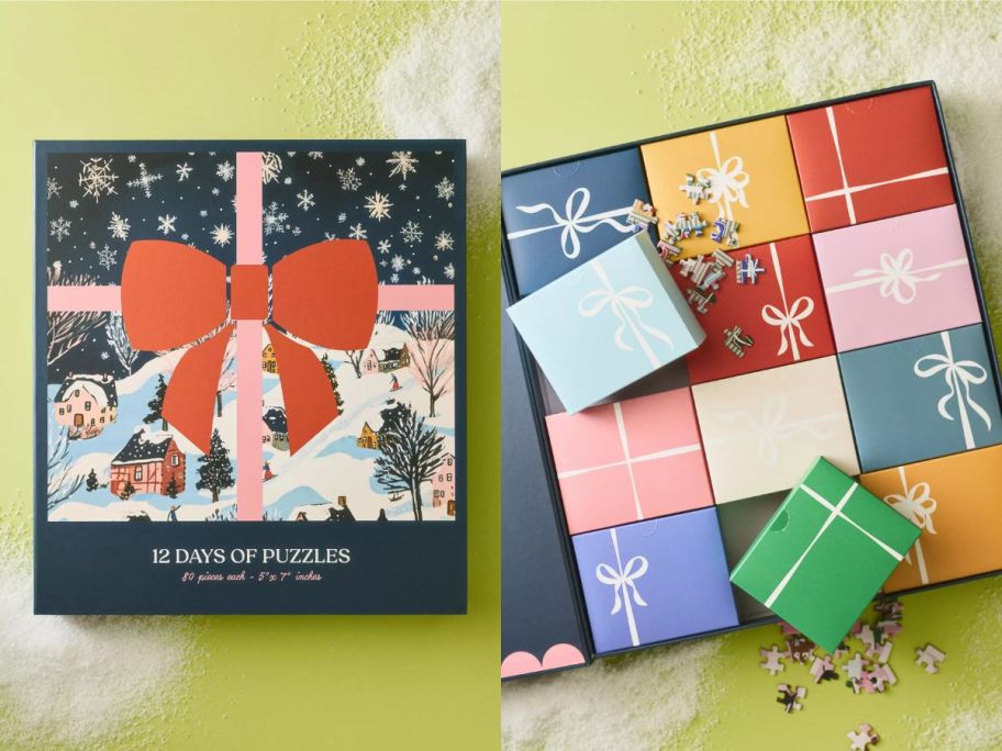 A box containing smaller boxes with puzzles inside