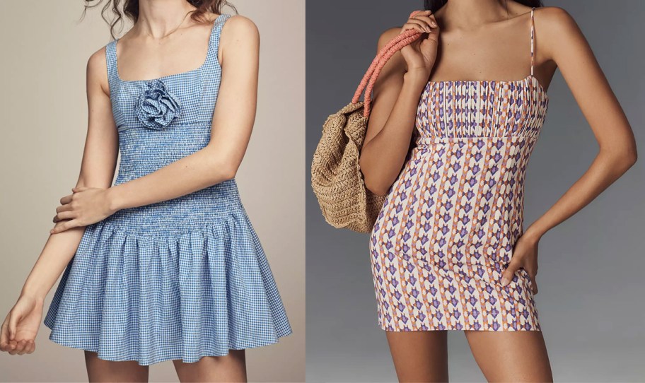 two women modeling mini dresses